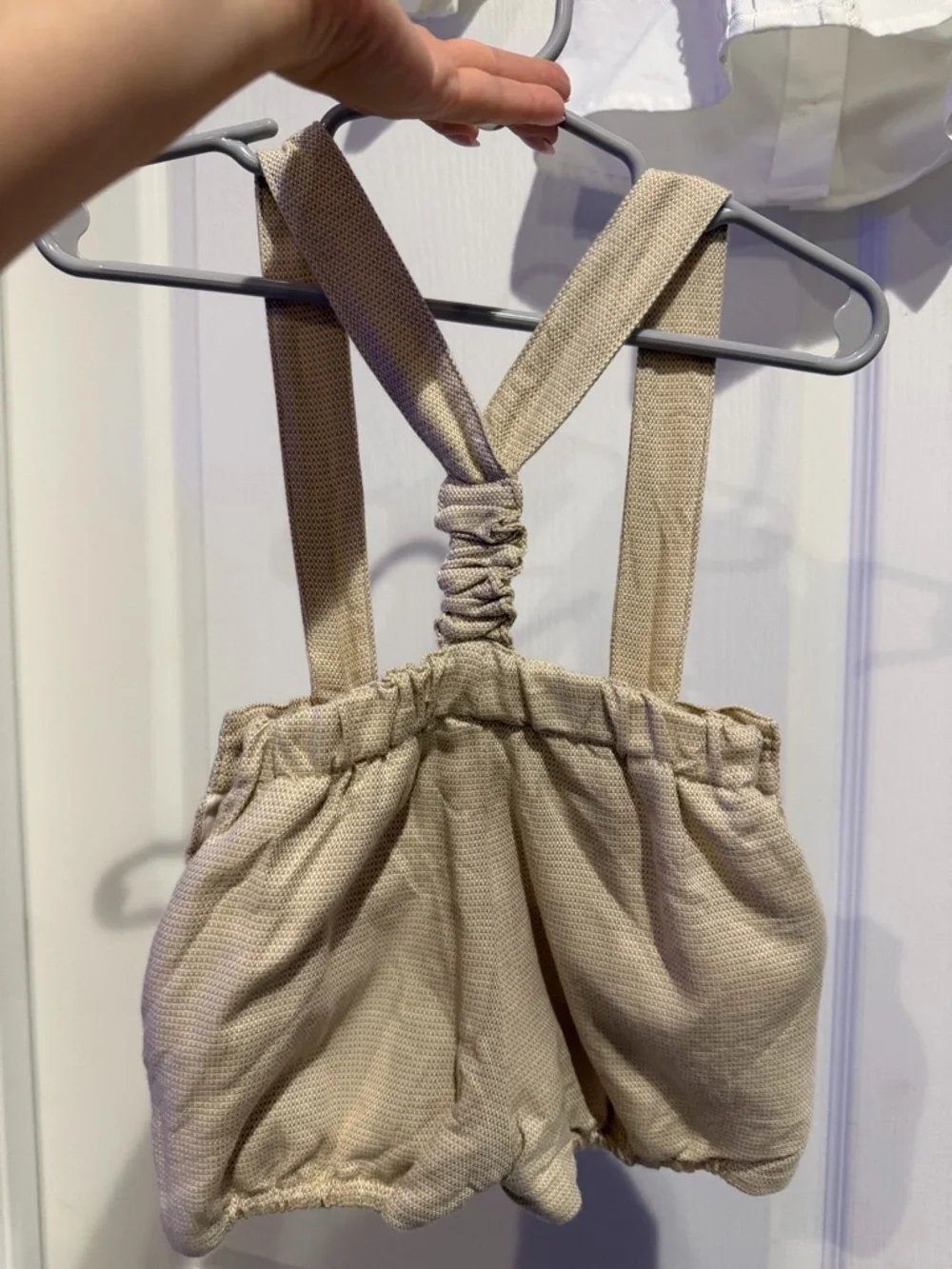 Classic Cream overalls babies' Matching Set with White Shirt European style.